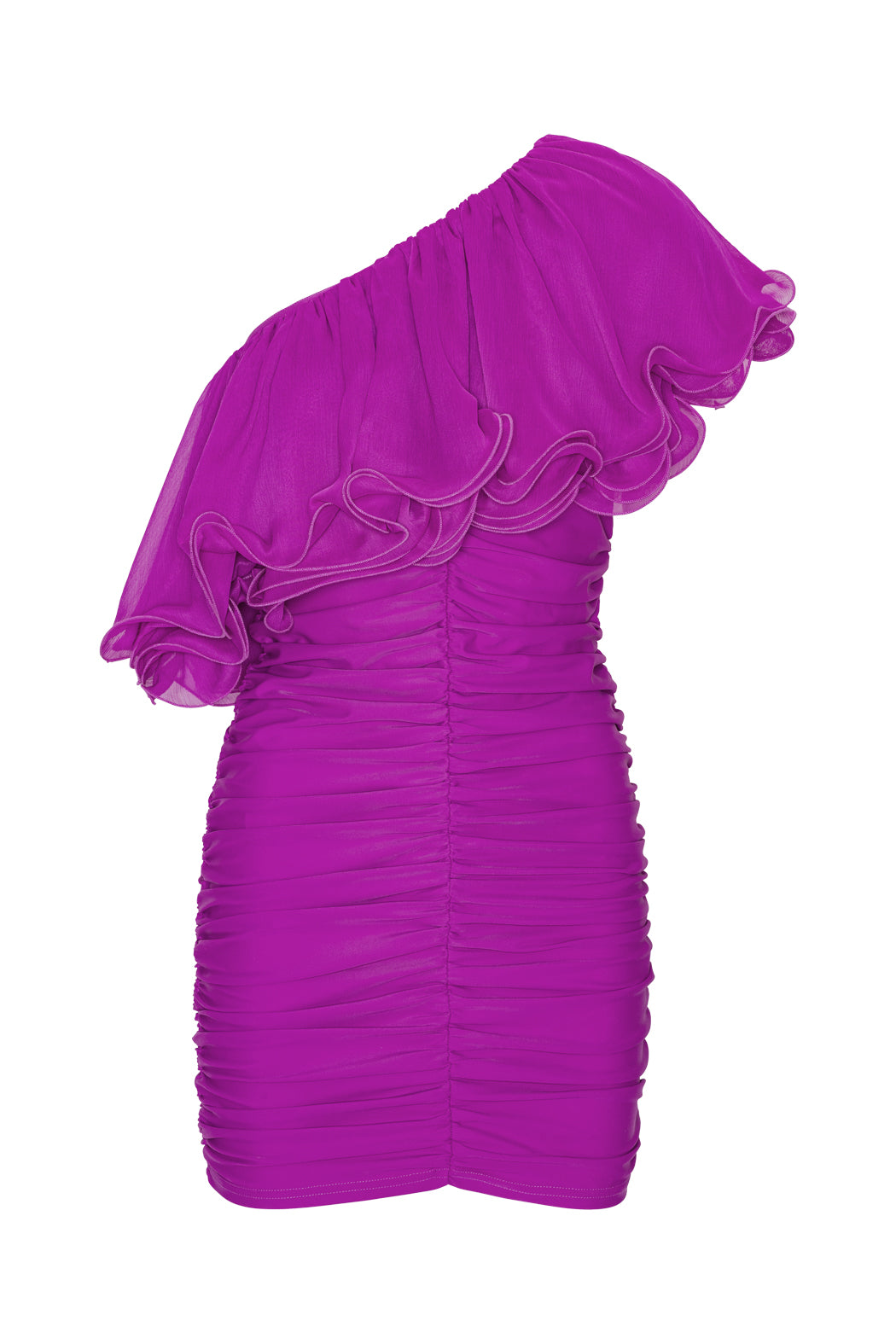 Chiffon Asymmetric Dress - Purple Cactus Flower