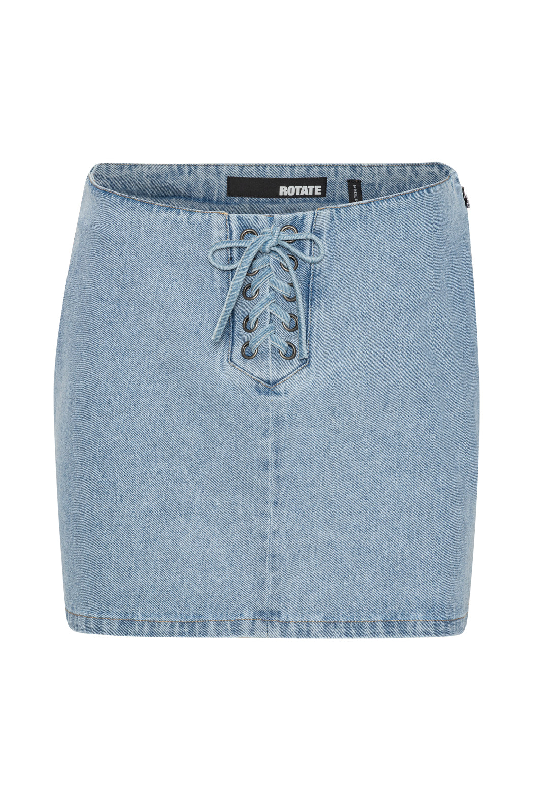 Denim Laced Mini Skirt - Light Blue Denim