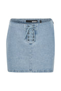 Denim Laced Mini Skirt - Light Blue Denim