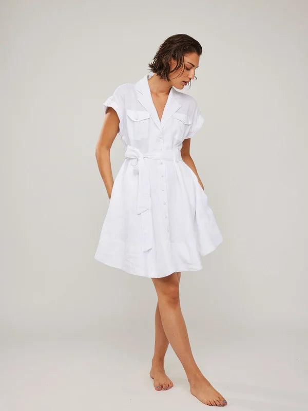 Addison Linen Dress - White