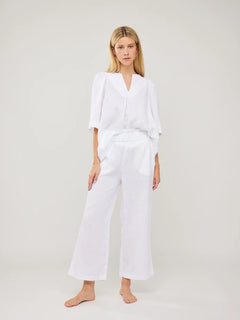 Ellie Linen Top - White