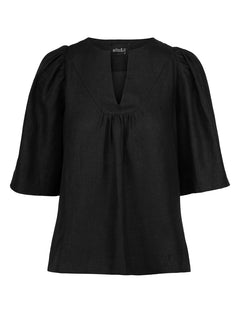 Ellie Linen Top - Black