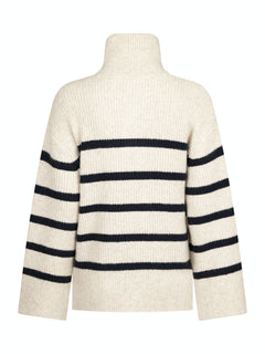 Nevena Stripe Knit Blouse - Sand