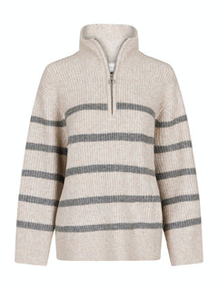Nevena Stripe Knit Blouse - Sand/Grey