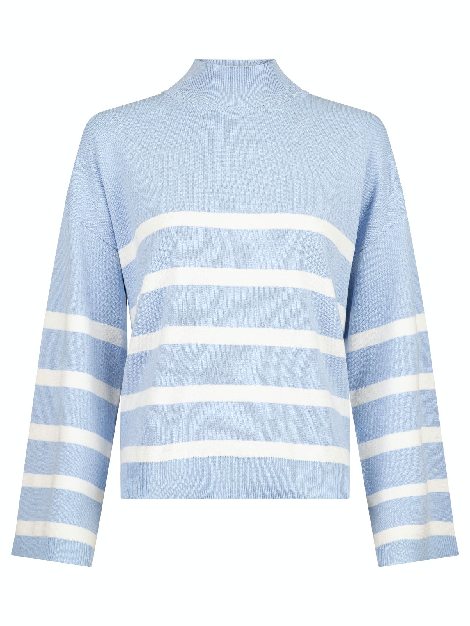 Ena Stripe Knit Blouse - Light Blue