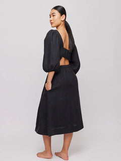 Rebecca Linen Dress - Black