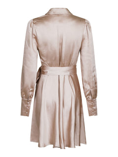 Dawn Satin Dress - Sand Melange