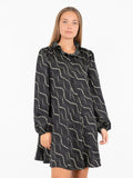 Taiga Flower Stripe Dress - Black