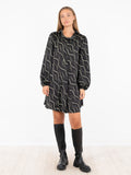 Taiga Flower Stripe Dress - Black