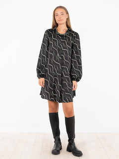 Taiga Flower Stripe Dress - Black
