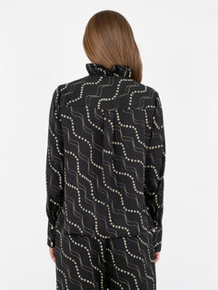 Baxter Flower Stripe Shirt - Black