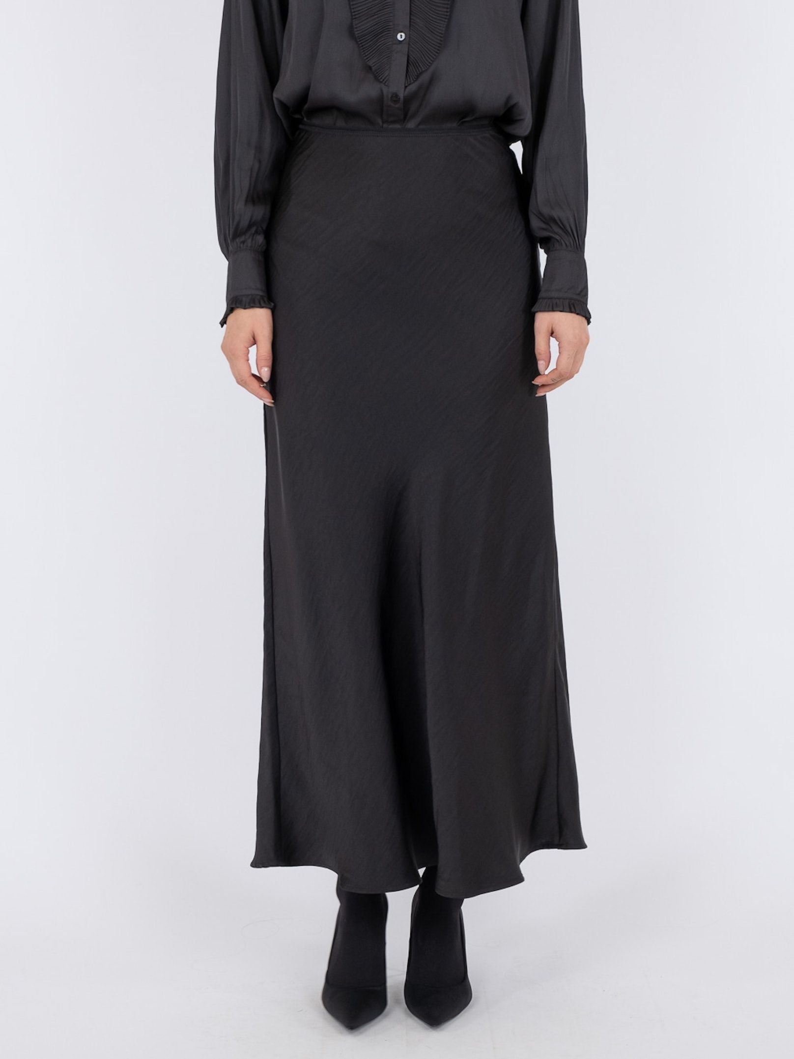Vicky Heavy Sateen Skirt - Black