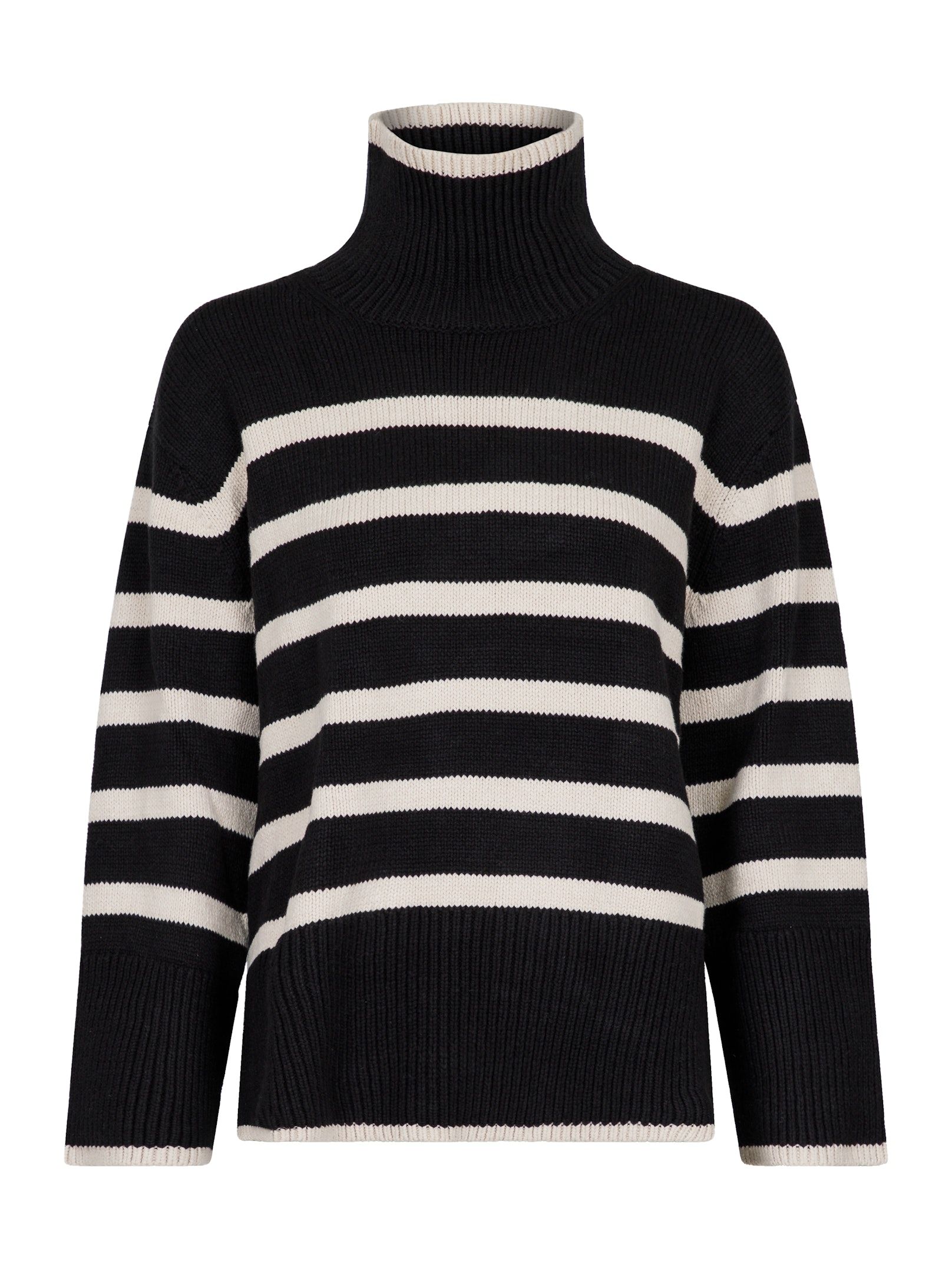 Fanning Stripe Knit Blouse - Black