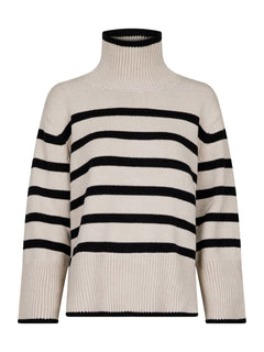 Fanning Stripe Knit Blouse - Sand