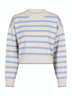 Rebekka Stripe Knit Blouse - Sand/Light Blue