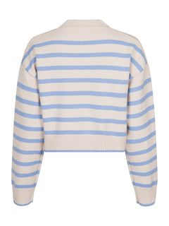 Rebekka Stripe Knit Blouse - Sand/Light Blue