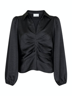 Mille Heavy Sateen Blouse - Black
