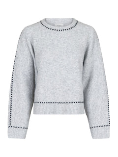 Detri Knit Blouse - Grey Melange