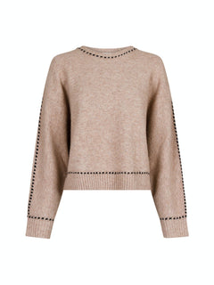 Detri Knit Blouse - Beige Melange