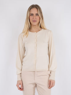 Rose Solid Knit Cardigan - Creme