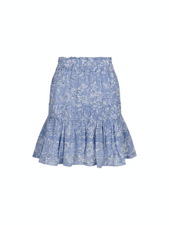Cosy Stencil Flower Skirt - Dusty Blue