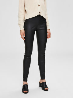 Sylvia MW Stretch Leather Leggings - Black