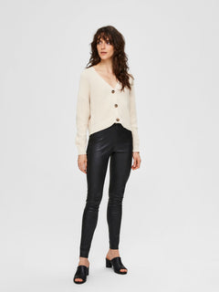 Sylvia MW Stretch Leather Leggings - Black