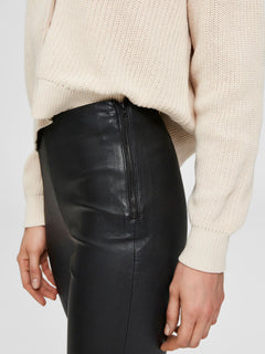 Sylvia MW Stretch Leather Leggings - Black