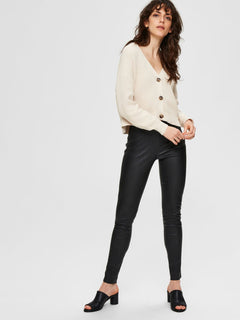 Sylvia MW Stretch Leather Leggings - Black