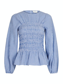 Alberta Slim Stripe Blouse - Blue