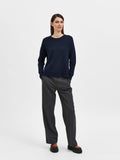 Lulu Ls Knit O-Neck - Dark Sapphire Melange