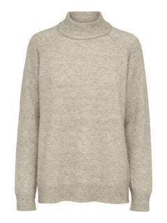 Lulu Ls Knit High Neck - Birch Melange