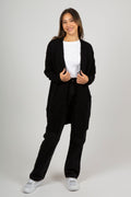 Lulu New Ls Knit Long Cardigan - Black