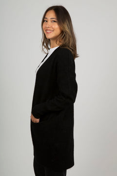 Lulu New Ls Knit Long Cardigan - Black