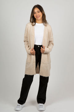 Lulu New Ls Knit Long Cardigan - Birch Melange