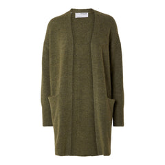 Lulu New Ls Knit Long Cardigan - Dusky Green