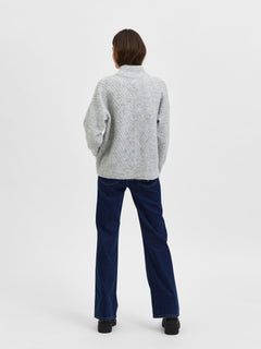 Sif Sisse Ls Knit Highneck - Light Grey Melange