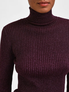 Lydia Ls Knit Rollneck - Potent Purple