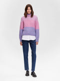 Suanne Stripe Ls Knit Highneck - Orchid Petal/Cornflower Blue