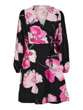 Aura-Sienna Ls Wrap Dress - Black Aop