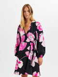 Aura-Sienna Ls Wrap Dress - Black Aop