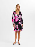 Aura-Sienna Ls Wrap Dress - Black Aop