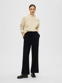Viva-Gulia HW Long Linen Pant - Black