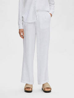 Viva-Gulia HW Long Linen Pant - Bright White