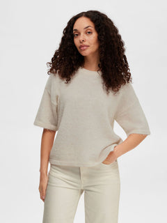 Liliana Me 2/4 Knit O-Neck - Birch Melange