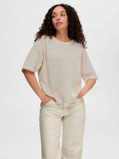 Liliana Me 2/4 Knit O-Neck - Birch Melange