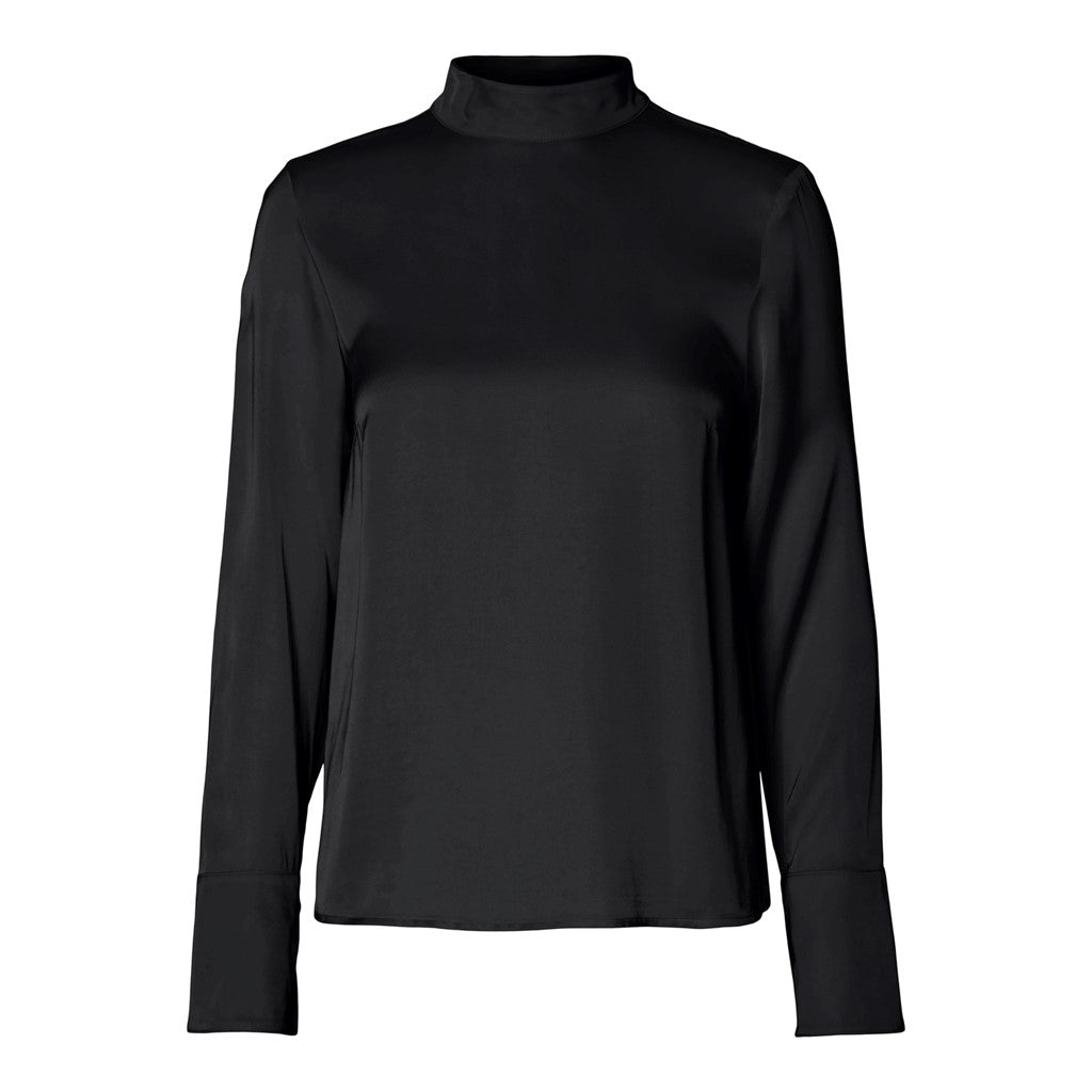 Ivy LS Satin Top B - Black – VILLOID