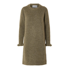 Sia Ras Frill LS Knit Dress - Dusky Green Melange