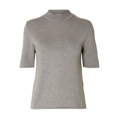 Lura Lurex 2/4 Knit Tee - Medium Grey Melange Lurex