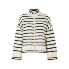 Sia Ras Stripe LS Knit Cardigan EX - Birch/Dark Sapphire